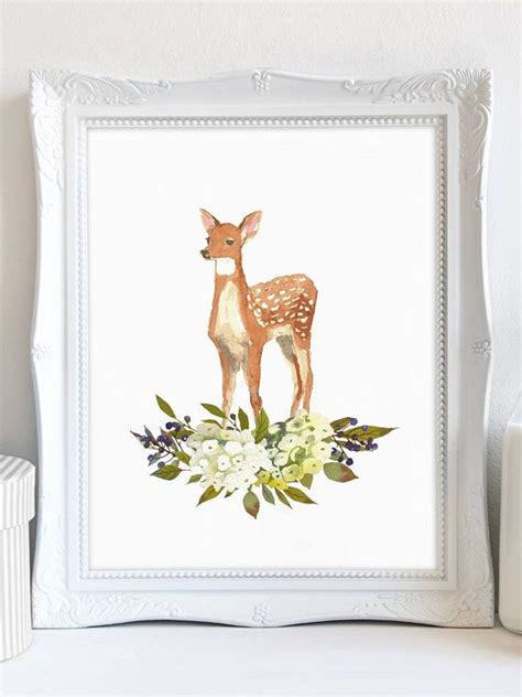 Adorable Baby Deer Wall Art Print For The Nursery Instant Download