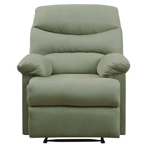 Acme Arcadia Smooth Microfiber Recliner Chair With External Handle Sage Green