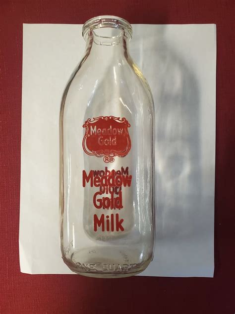 Vintage Meadow Gold Milk Square Quart Milk Bottle Ebay