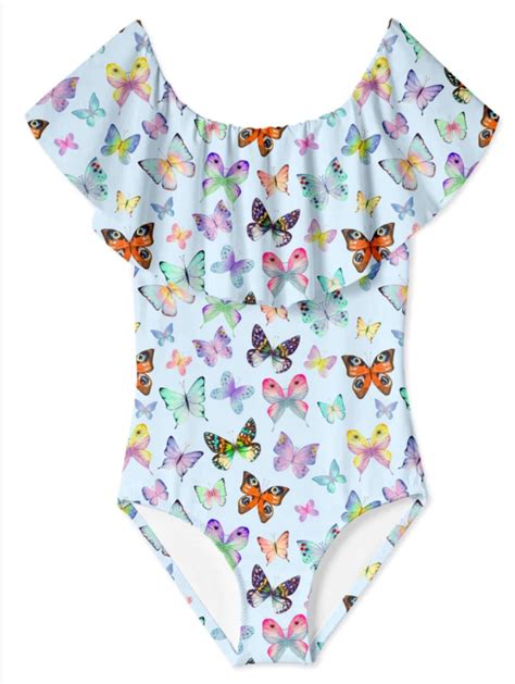 Stella Cove Girls More Butterflies Draped Swimsuit Honeypiekids