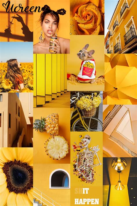 Sunshine Wall Collage Kit Yellow Aesthetic Collage Yellow Vsco Wall