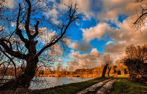 Wallpaper Outdoors Clouds Water Trees Dirt Road 2048x1312