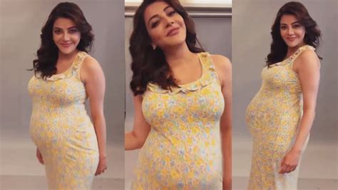 Heavily Pregnant Kajal Aggarwal Flaunting Her Big Baby Bump At Her