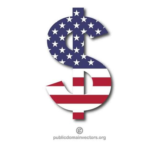Dollar Symbol With American Flag Public Domain Vectors