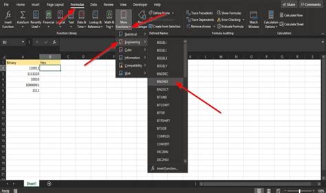 How To Use The Bin2hex Function In Excel To To Convert Binary To Hex