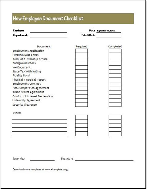 Document Checklists For New Terminated Employee Excel Templates Photos