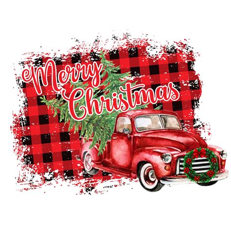 Merry Christmas Sign Rustic Red Truck Sign Christmas Tree Etsy