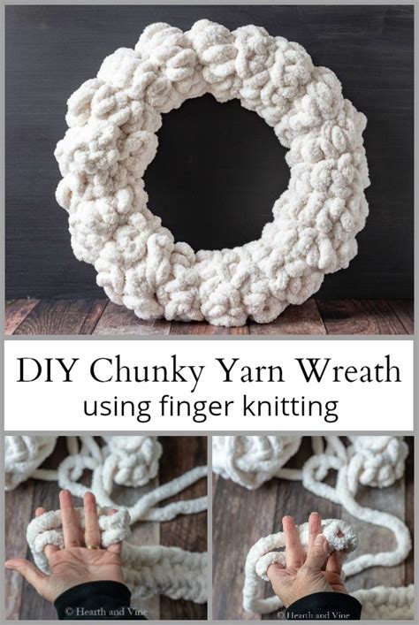 Chunky Yarn Wreath Made With Finger Knitting Hearth And Vine
