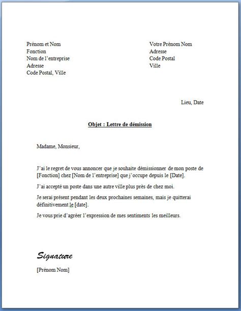 Lettre Type Fin De Contrat Nounou Modele De Lettre Type