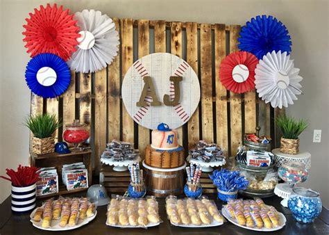 Dodger Party Dessert Table Baseball Theme Birthday First Birthday