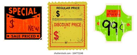 Set Vintage Price Stickers Adhesive Labels เวกเตอร์สต็อก ปลอดค่า