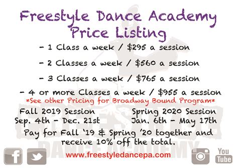 Fall2019pricingpostcard Freestyle Dance Academyfreestyle Dance Academy