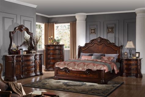 Barneys Traditional Walnut With Marble Top Bedroom Set Casye Furniture