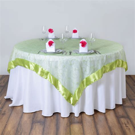 60x60 Embroidered Sheer Organza Table Overlay Unique Wedding Party