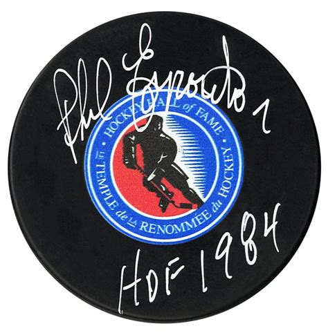 Phil Esposito Autographed Hockey Hall Of Fame Inscribed Puck Cojo