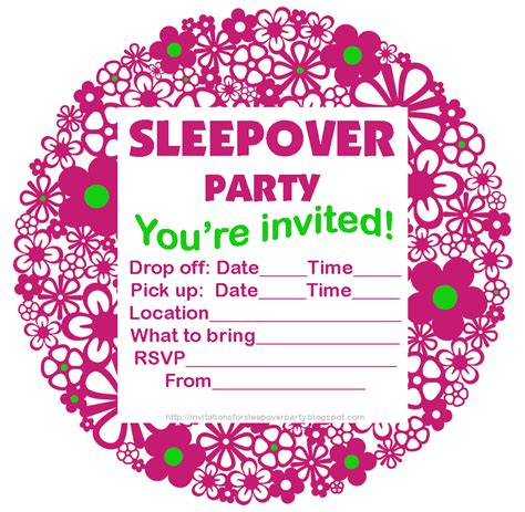 Blank pink invitation with princess. INVITATIONS FOR SLEEPOVER PARTY