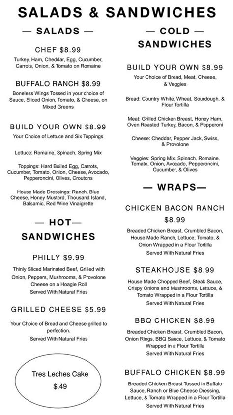 The Day Cafe Menu Salads Sandwiches Slc Menu