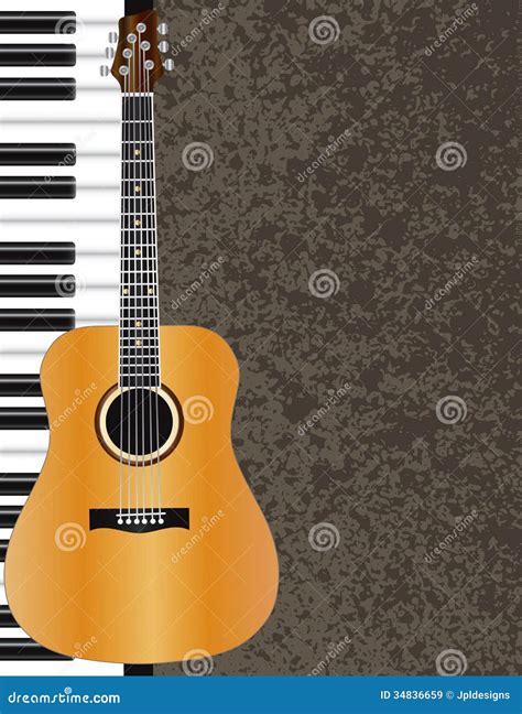 Illustration De Guitare Acoustique Et De Piano Illustration De Vecteur