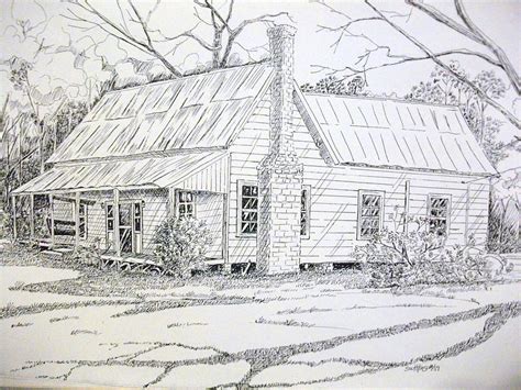 Old Farmhouse Drawing By Scott Easom Pixels
