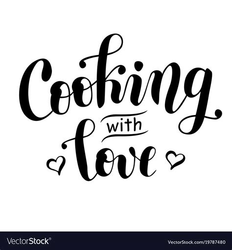 Lettering of cooking with love isolated Royalty Free Vector