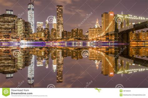 Night View Of New York City Editorial Stock Image Image Of Bronx