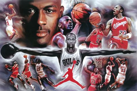 Michael Jordan Chicago Bulls Basketball Collage Painting 24 X 36