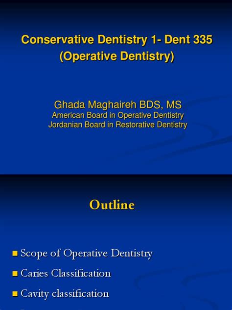 Lecture 1 Operative Dentistry Slides Tooth Dentistry