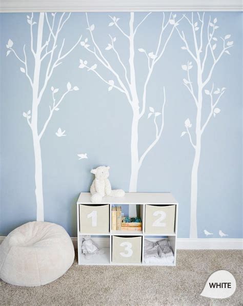 White Tree Wall Decals White Birch Trees Decal Nursery Wall Etsy