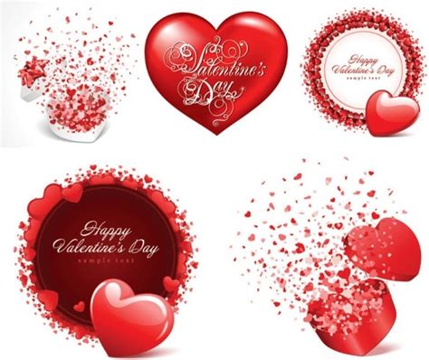 Romantic Valentine Day Cards Vector Vectors Graphic Art Designs In