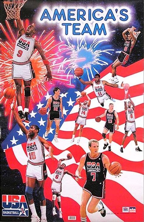 During the 1992 olympic games, a dream team led by nba stars michael jordan, magic johnson and larry bird electrified basketball on a global stage. Americas Team 1992 Olympic Dream Team Poster | Olympic ...