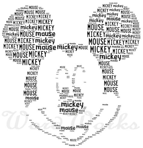 Personalised Word Art Mickey Mouse By Wordartbywordworks On Etsy