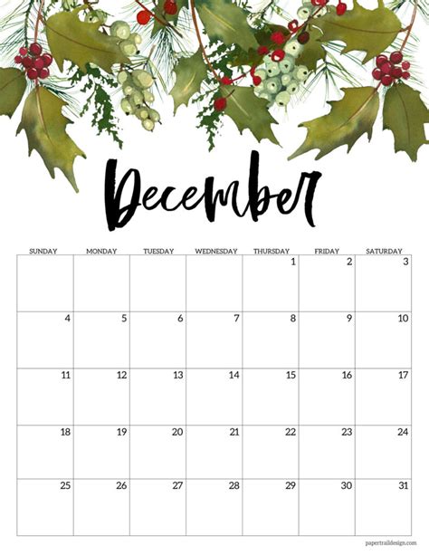 Free 2022 Calendar Printable Floral Paper Trail Design