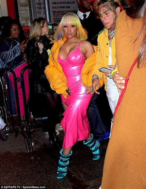 Nicki Minaj Pours Into Pink Pvc Dress And Matches Tekashi