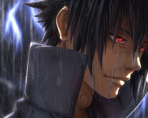Download Rain Red Eyes Black Hair Sasuke Uchiha Anime Naruto Hd