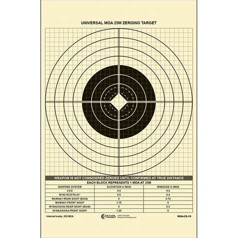 Action Target 25 Meter Zeroing Target One Sided