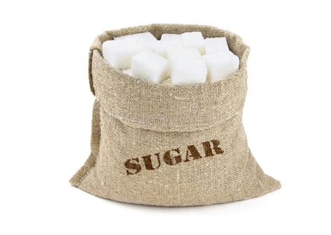 Sugar In A Sack Isolated On A White Background White Sugar In Burlap
