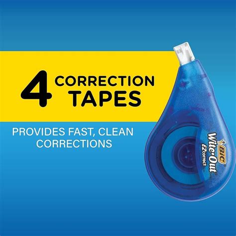 Bic Wite Out Brand Ez Correct Correction Tape 198 Feet 4 Count Pack