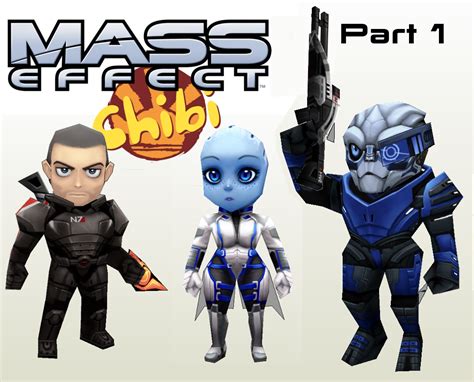 Mass Effect Chibi Papercraft Shepard Liara And Garrus Papercraft