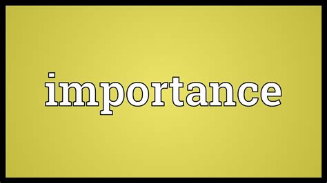 Importance Meaning Youtube
