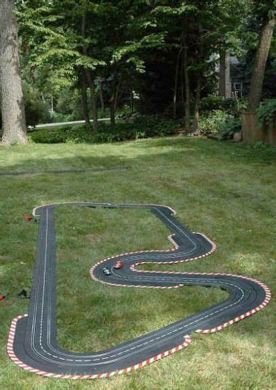 The tracks are fun to build, and with the right pieces, the possibilities are endless. DIY Outdoor Race Car Track | Outdoor car track for kids, Race car track, Outdoor