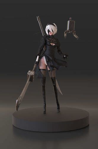 yorha 2b from nier automata 3d print model nullpk let s learn together