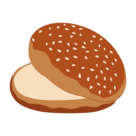 Burger Bun Hand Drawn Bread Flat Vector Illustration For Bakery Bake