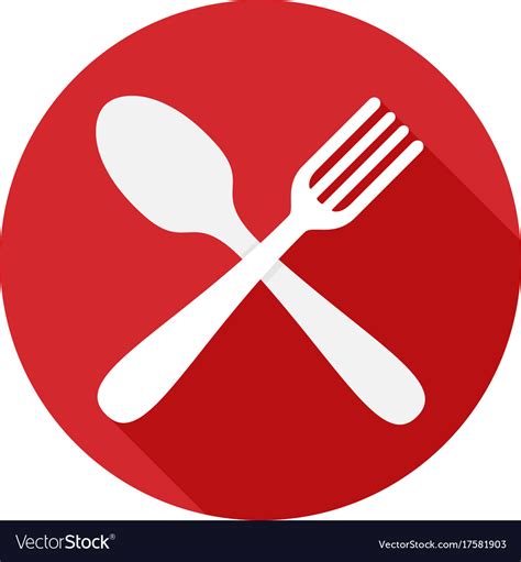 Fork And Spoon Icon With Long Shadow Royalty Free Vector