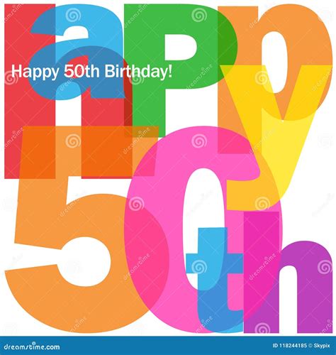 Happy 50th Birthday Colorful Letters Collage Card Stock Vector