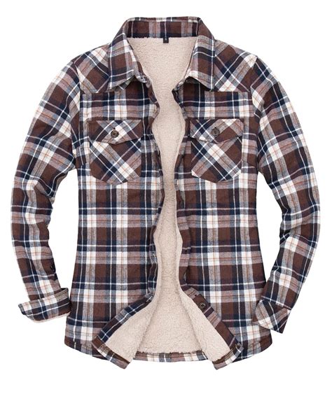 Buy Zenthace Womens Sherpa Fleece Lined Flannel Shirt Jacketbutton