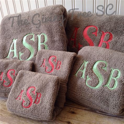 Monogrammed Towel Set 4 Bath Towels Embroidered Towels