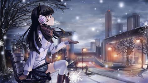 2560x1440 Anime Girl Winter Night 5k 1440p Resolution Hd 4k Wallpapers