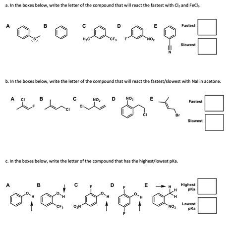 Solved A In The Boxes Below Write The Letter Of The Compound That