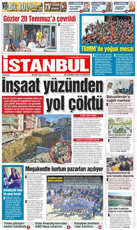 Haziran tarihli İstanbul Gazete Manşetleri