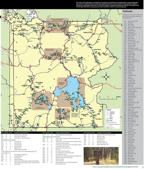 Backcountry Campsite Map Of Yellowstone National Park Yellowstone